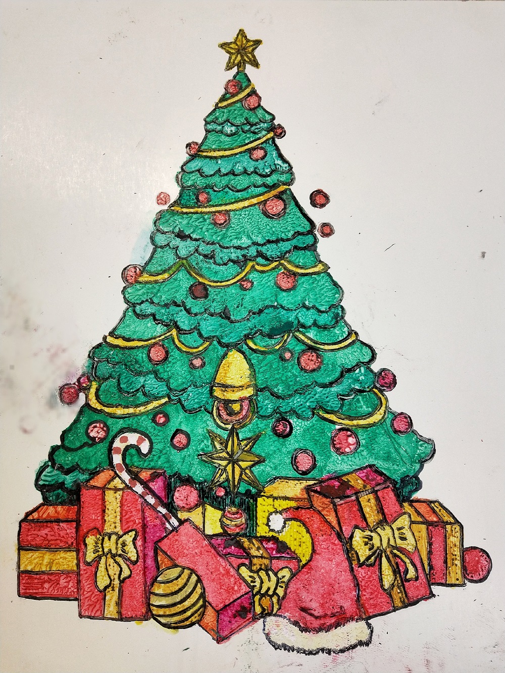 吹塑版畫基礎篇：聖誕樹